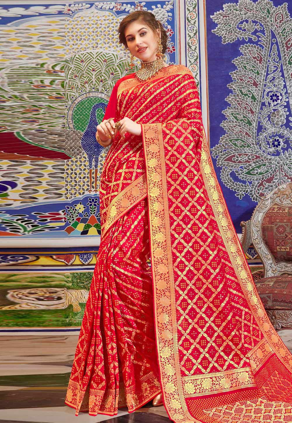 Red Silk Festival Wear Saree 198079