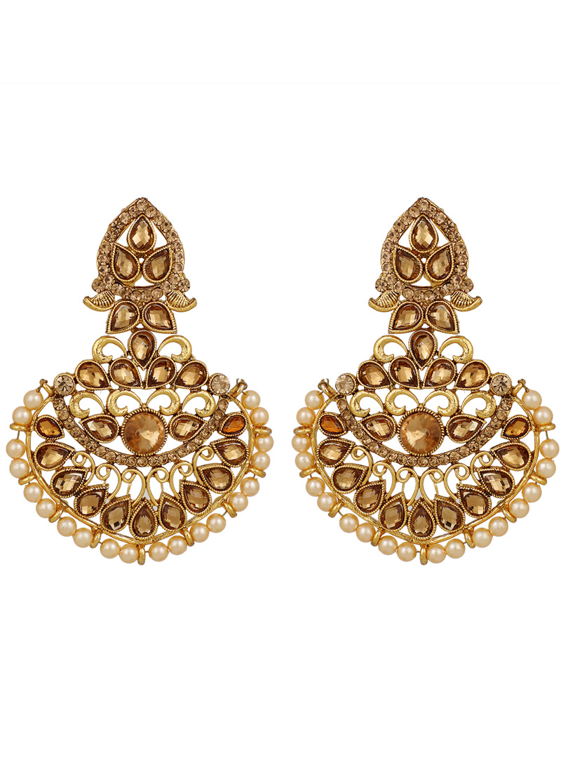 Golden Brass Earrings 150755