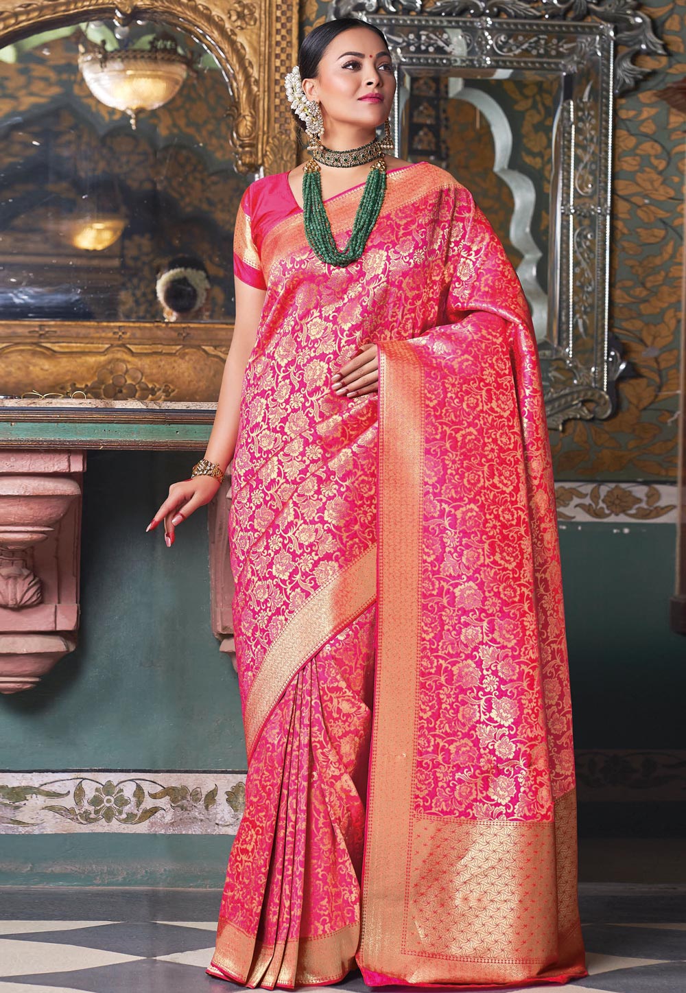 Pink Silk Festival Wear Saree 198085