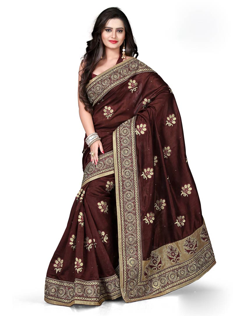 Brown Kanchi Silk Saree With Blouse 59787