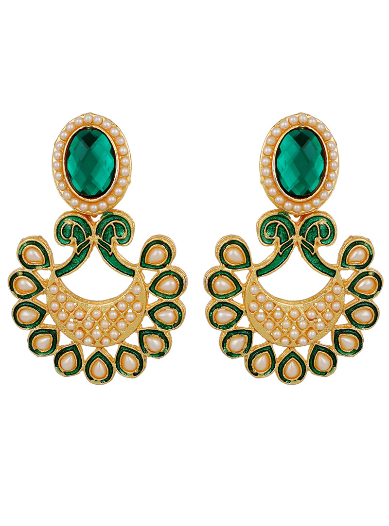 Green Brass Earrings 150767