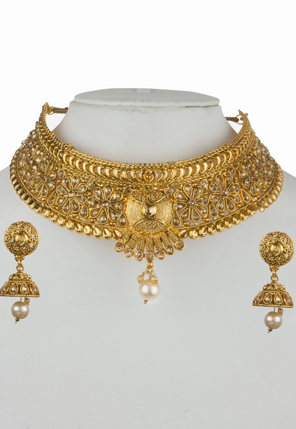 Golden Alloy Necklace Set with Maang Tikka 157125