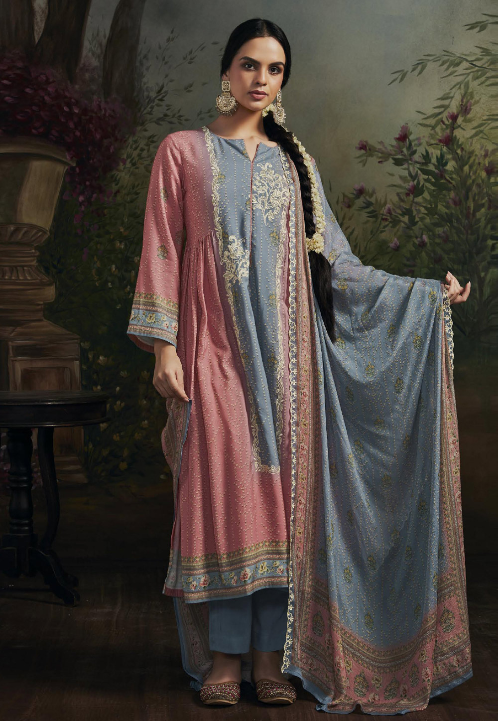 Light Blue Muslin Pakistani Suit 273974