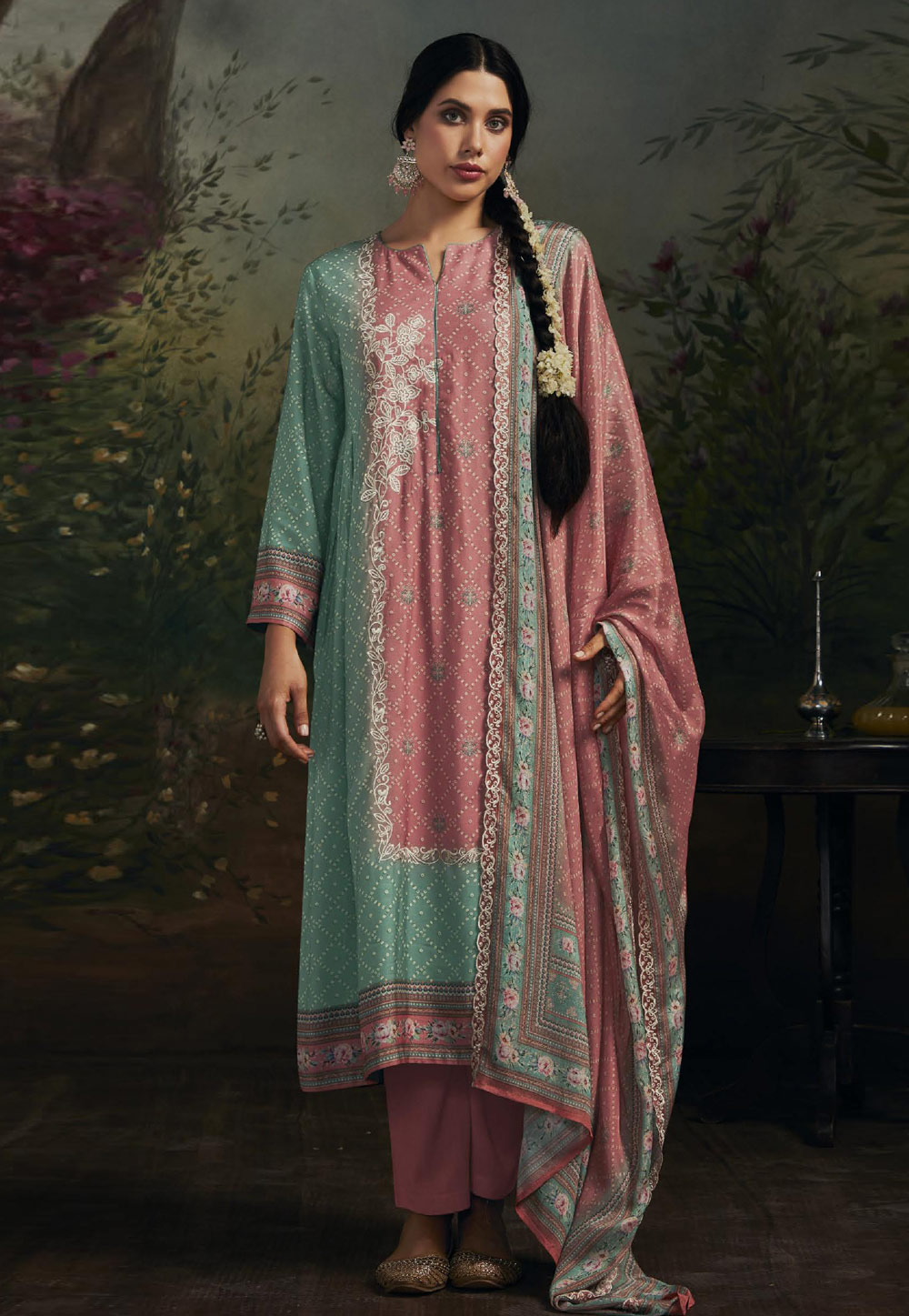 Pink Muslin Kameez With Pant 273977