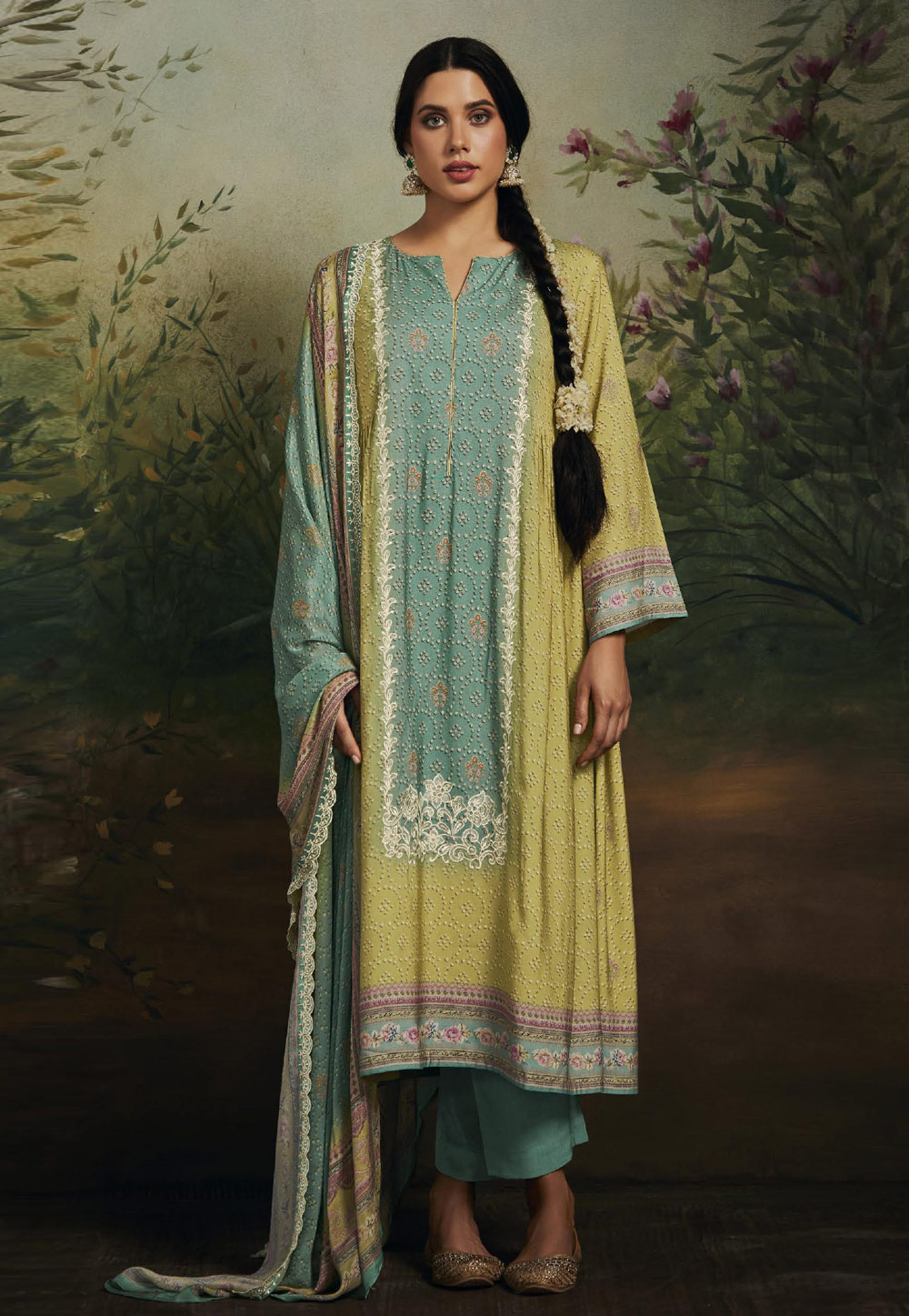 Light Green Muslin Pakistani Suit 273978