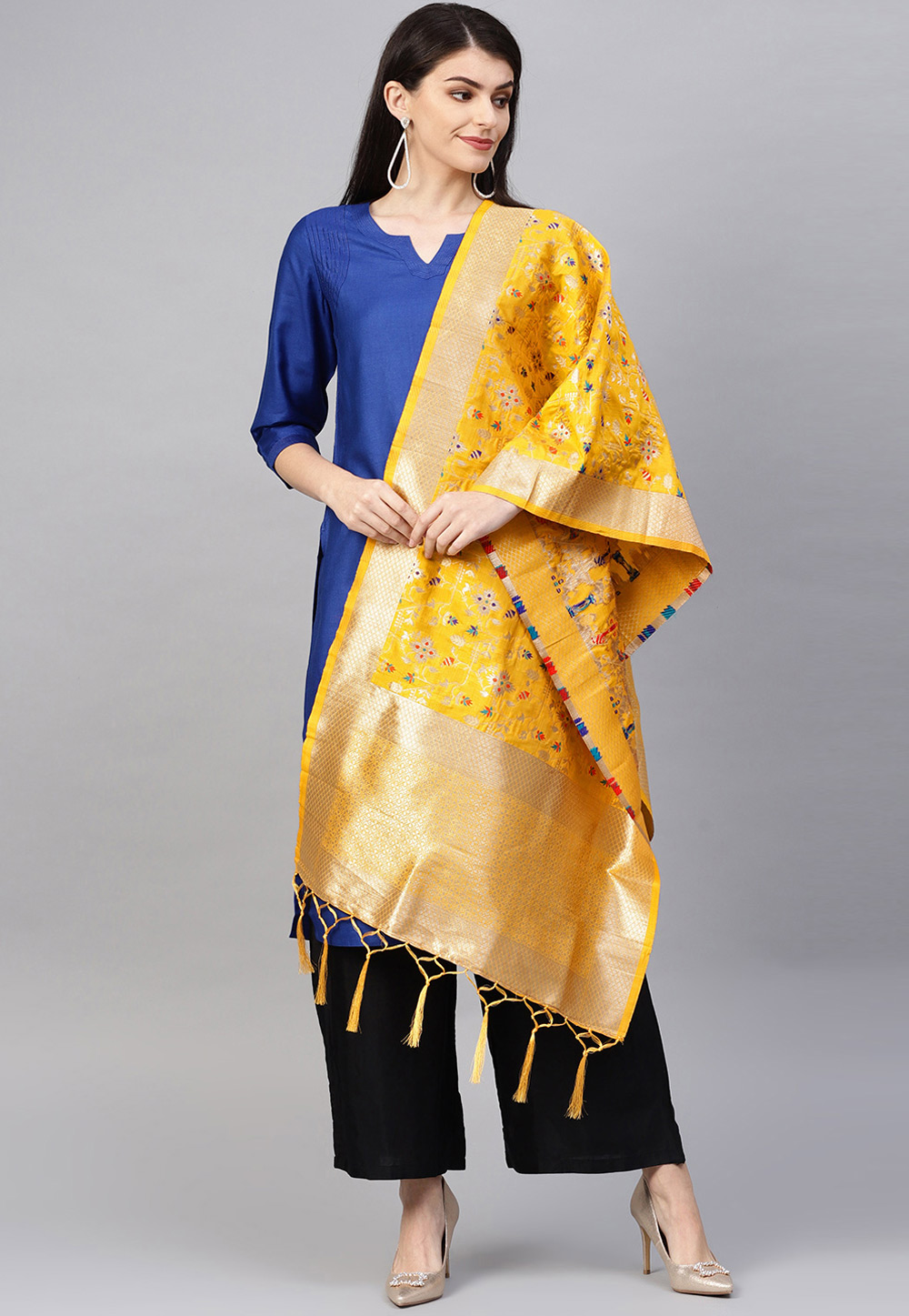 Yellow Banarasi Silk Dupatta 198740