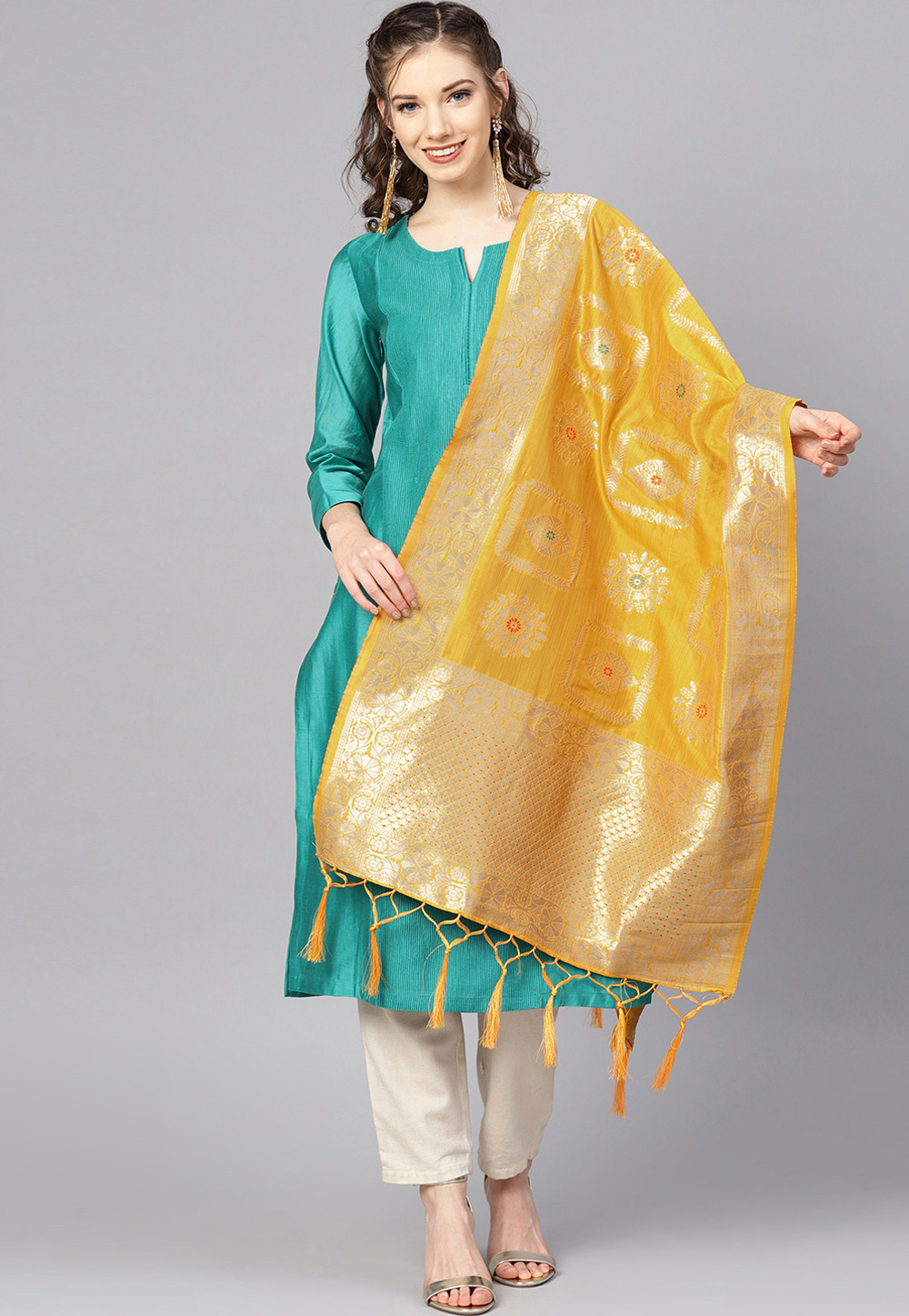Yellow Banarasi Silk Dupatta 198752