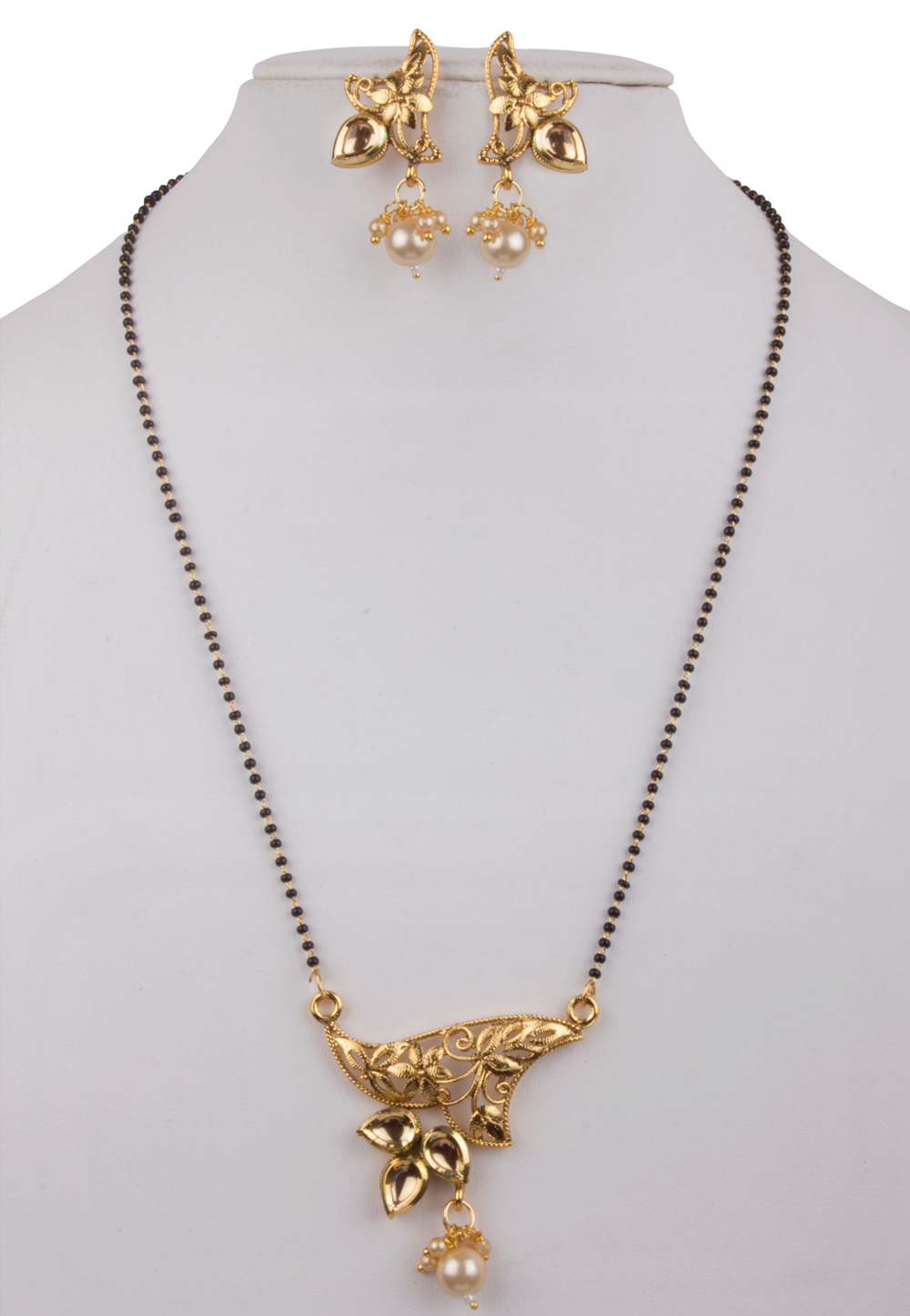 Golden Copper Mangalsutra With Earrings 216400