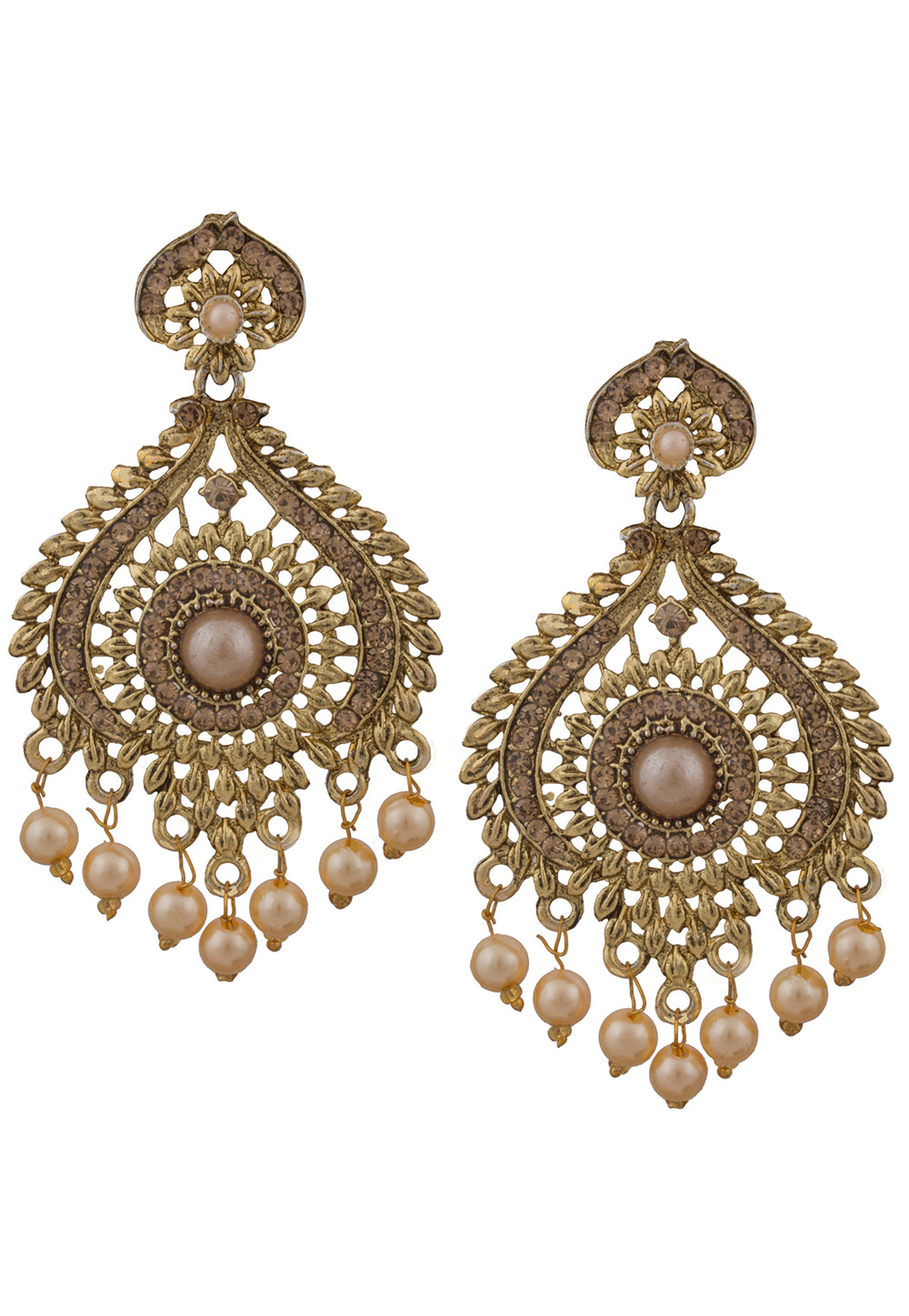 Golden Alloy Earrings 179721