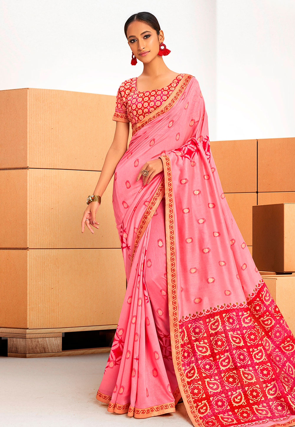 Pink Chanderi Silk Festival Wear Saree 199236