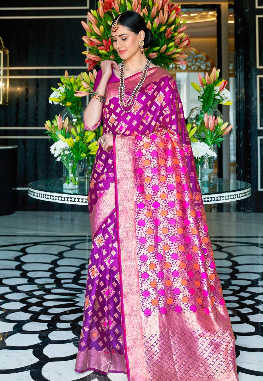 Violet Silk Saree With Blouse 199410