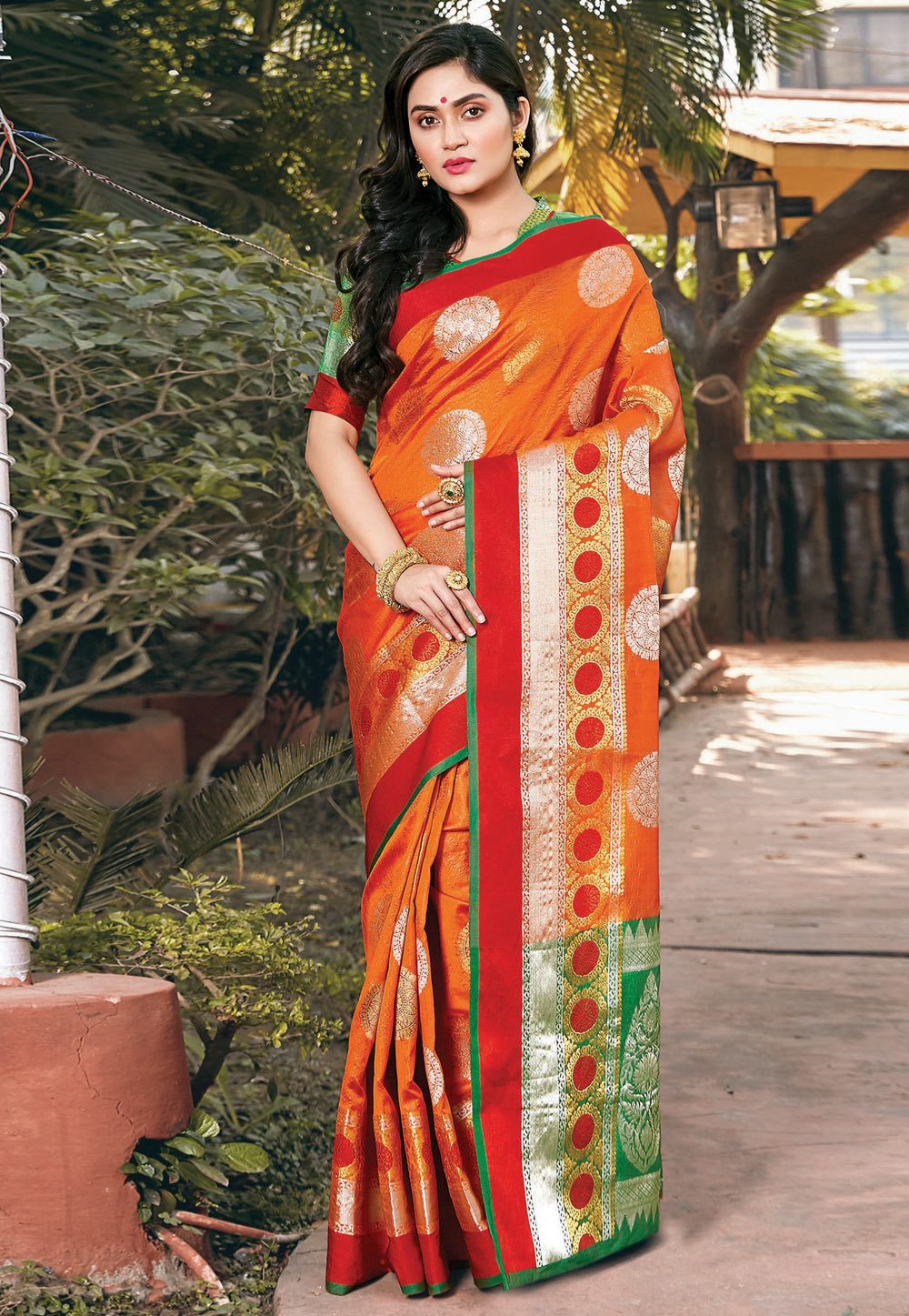Orange Silk Saree With Blouse 201593