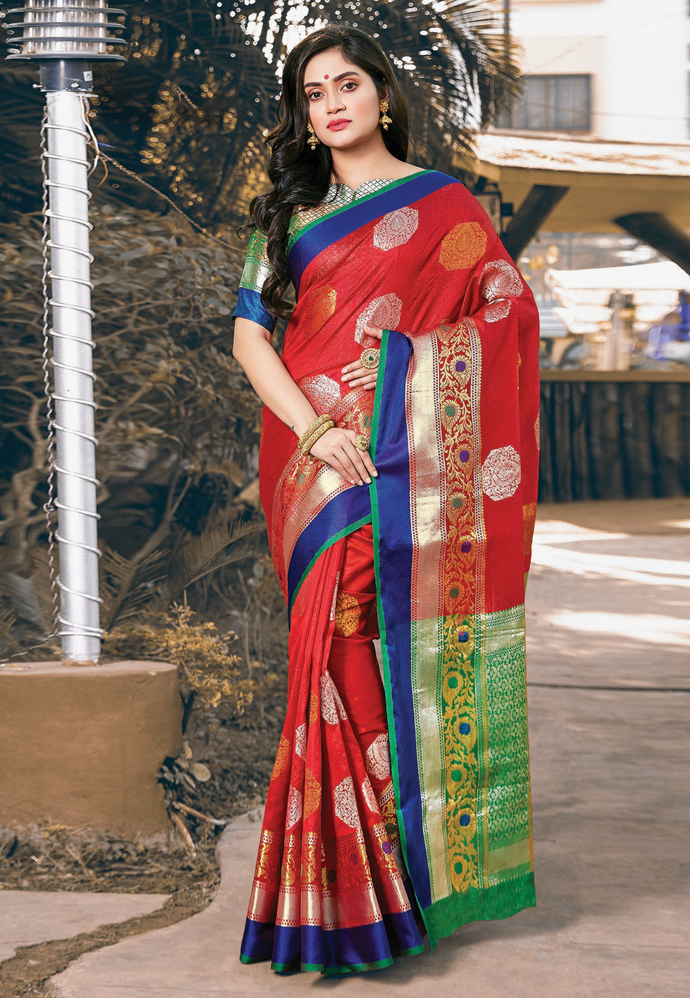 Red Silk Saree With Blouse 201594
