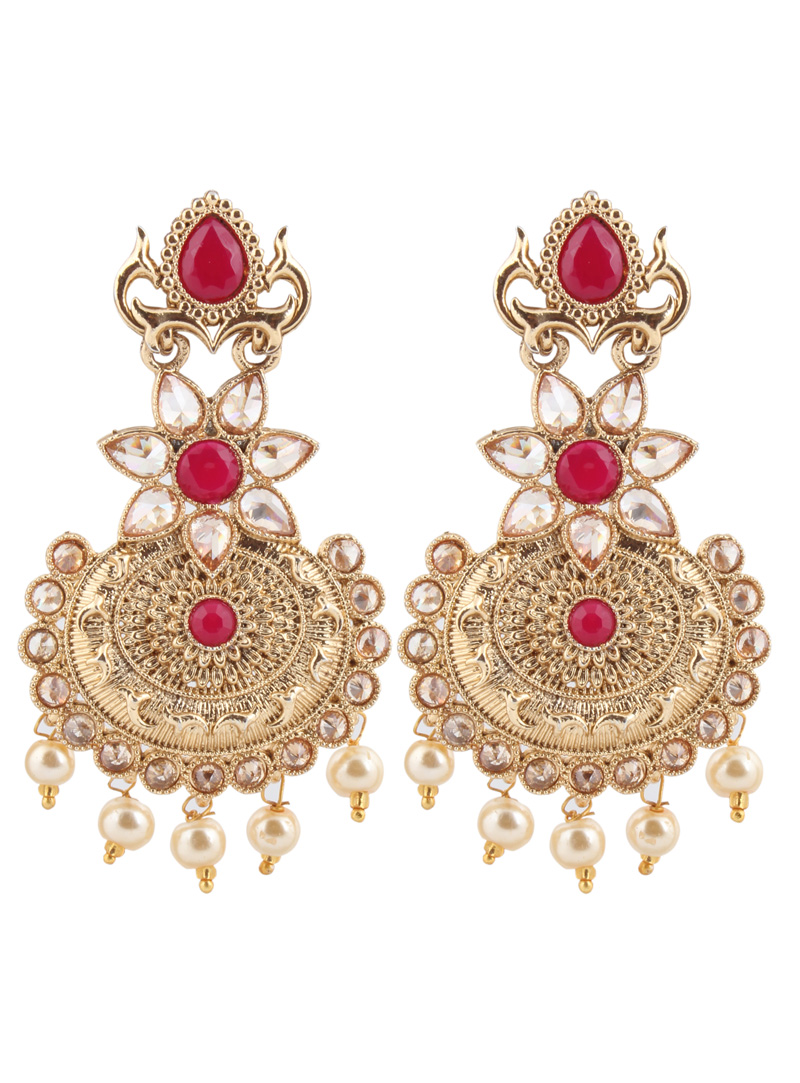 Pink Brass Earrings 151105