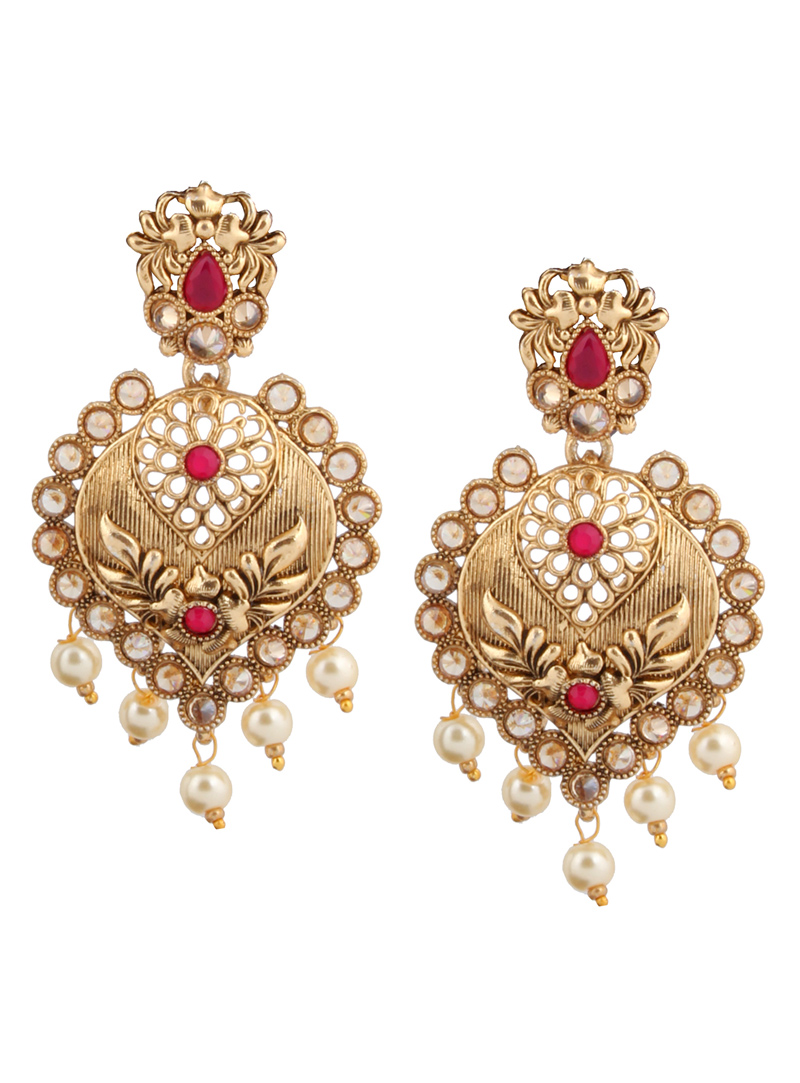 Pink Brass Earrings 151108