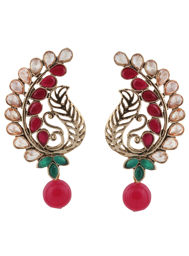 Pink Brass Earrings 151115