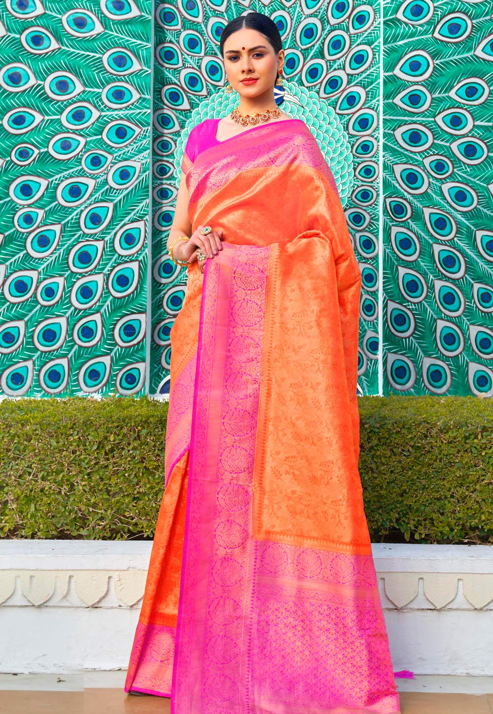 Orange Silk Festival Wear Saree 199740
