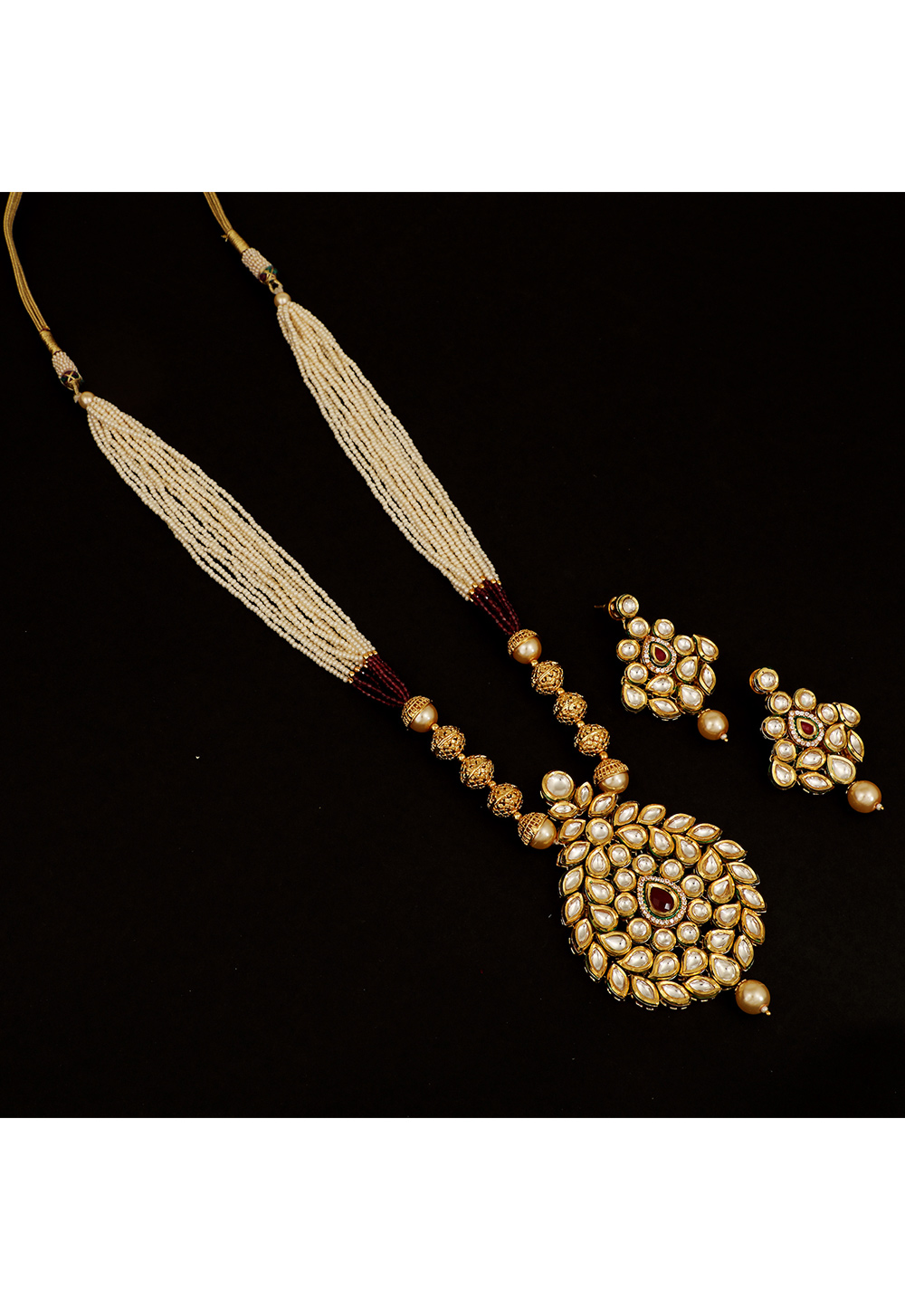 White Brass Kundan Necklace Set 161167