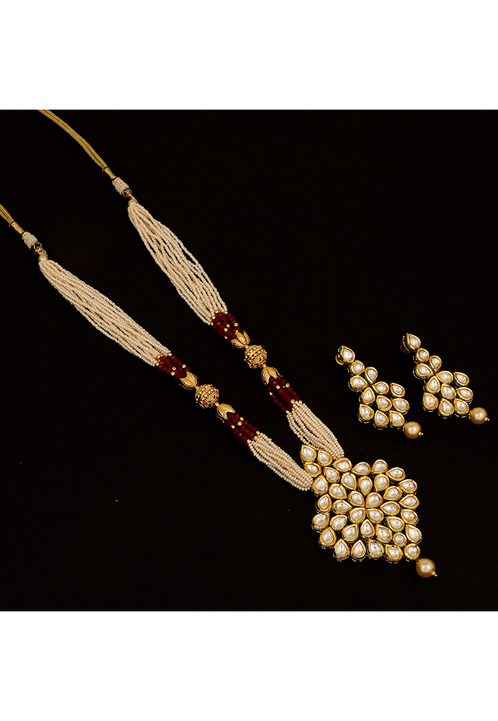 Golden Brass Kundan Necklace Set 161168