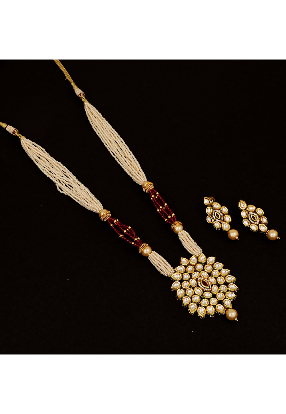White Brass Kundan Necklace Set 161169