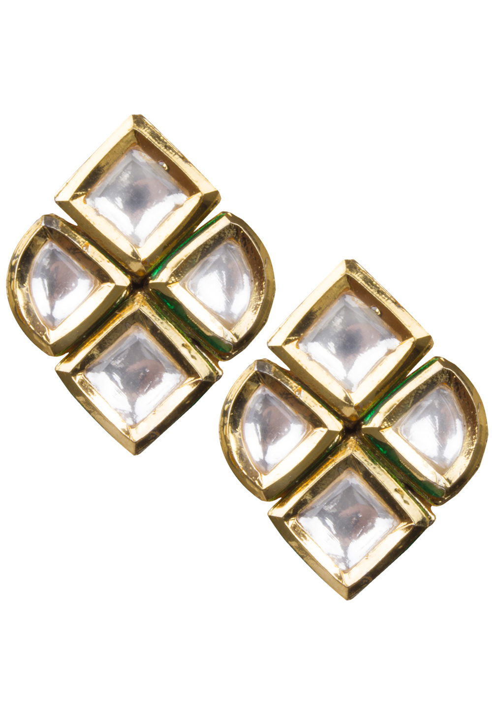 Golden Brass Kundan Earrings 164822