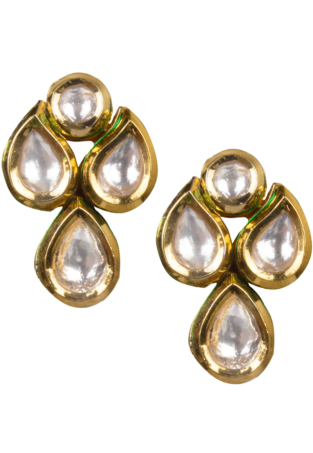Golden Brass Kundan Earrings 164823