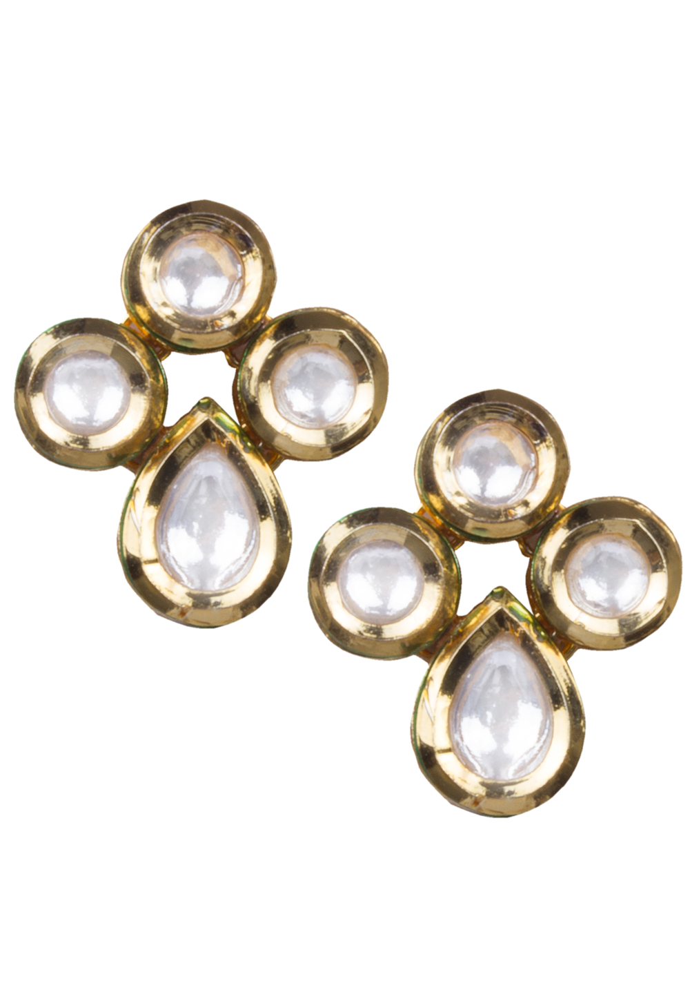 Golden Brass Kundan Earrings 164824