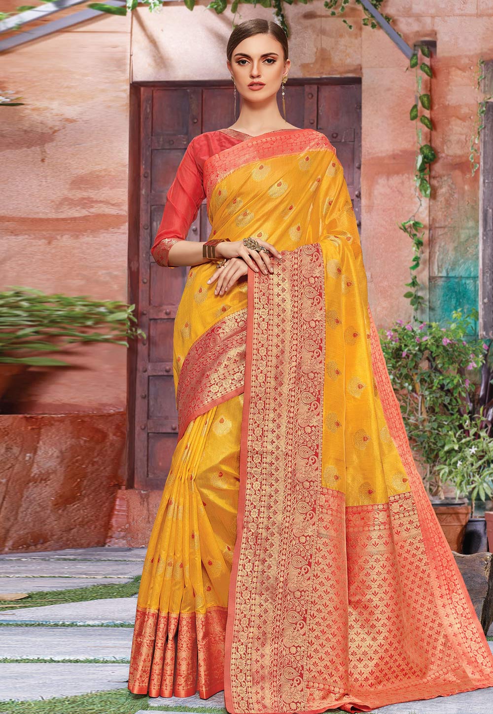 Yellow Banarasi Silk Festival Wear Saree 200249