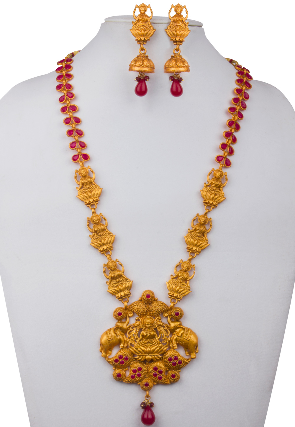 Golden Alloy Kundan Necklace With Earrings 156261