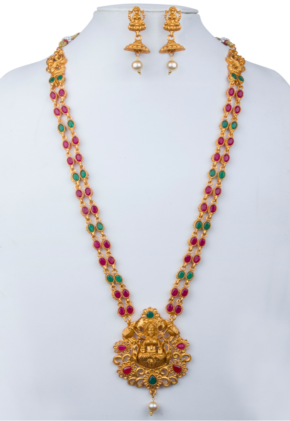 Multicolor Alloy Kundan Necklace With Earrings 156262
