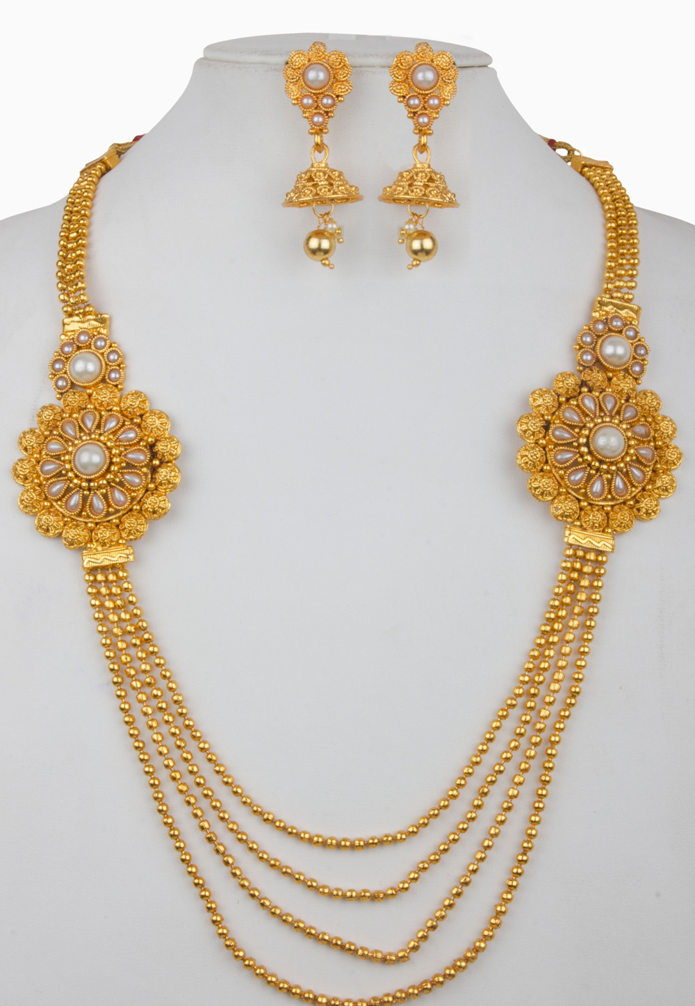 White Alloy Necklace With Earrings 157148