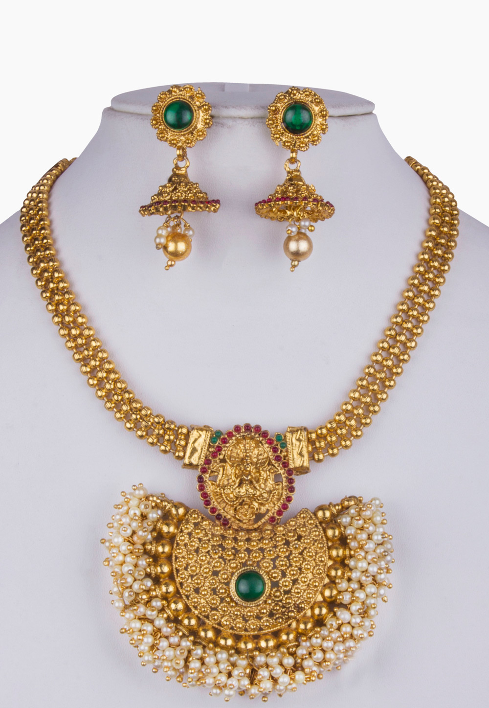 White Alloy Necklace With Earrings 157153