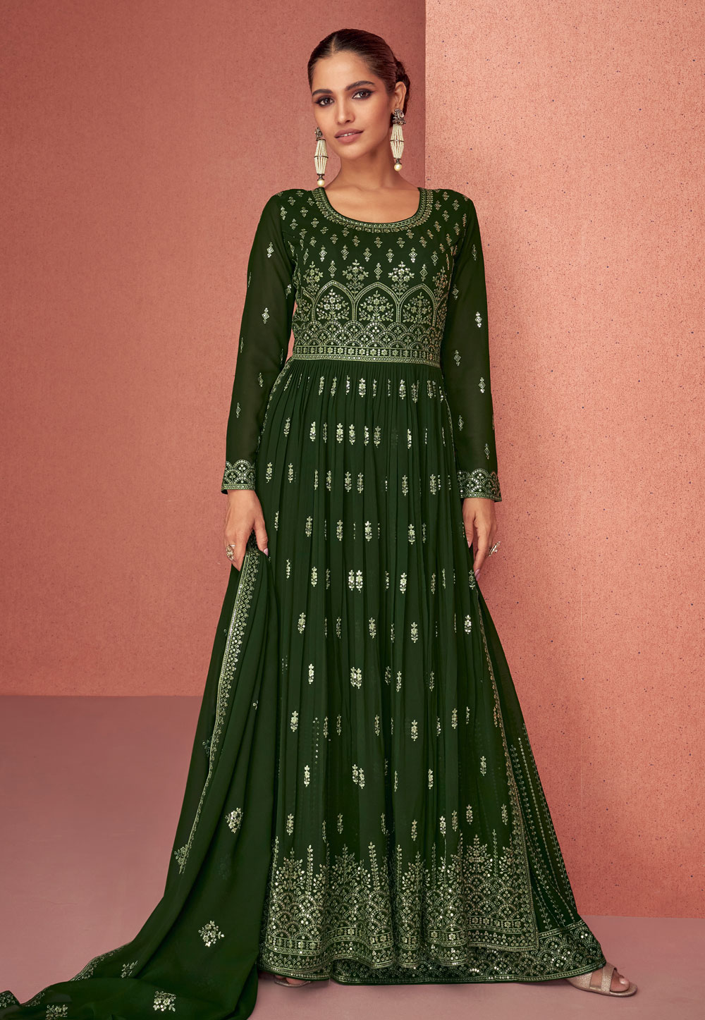 Green Georgette Palazzo Suit 251800