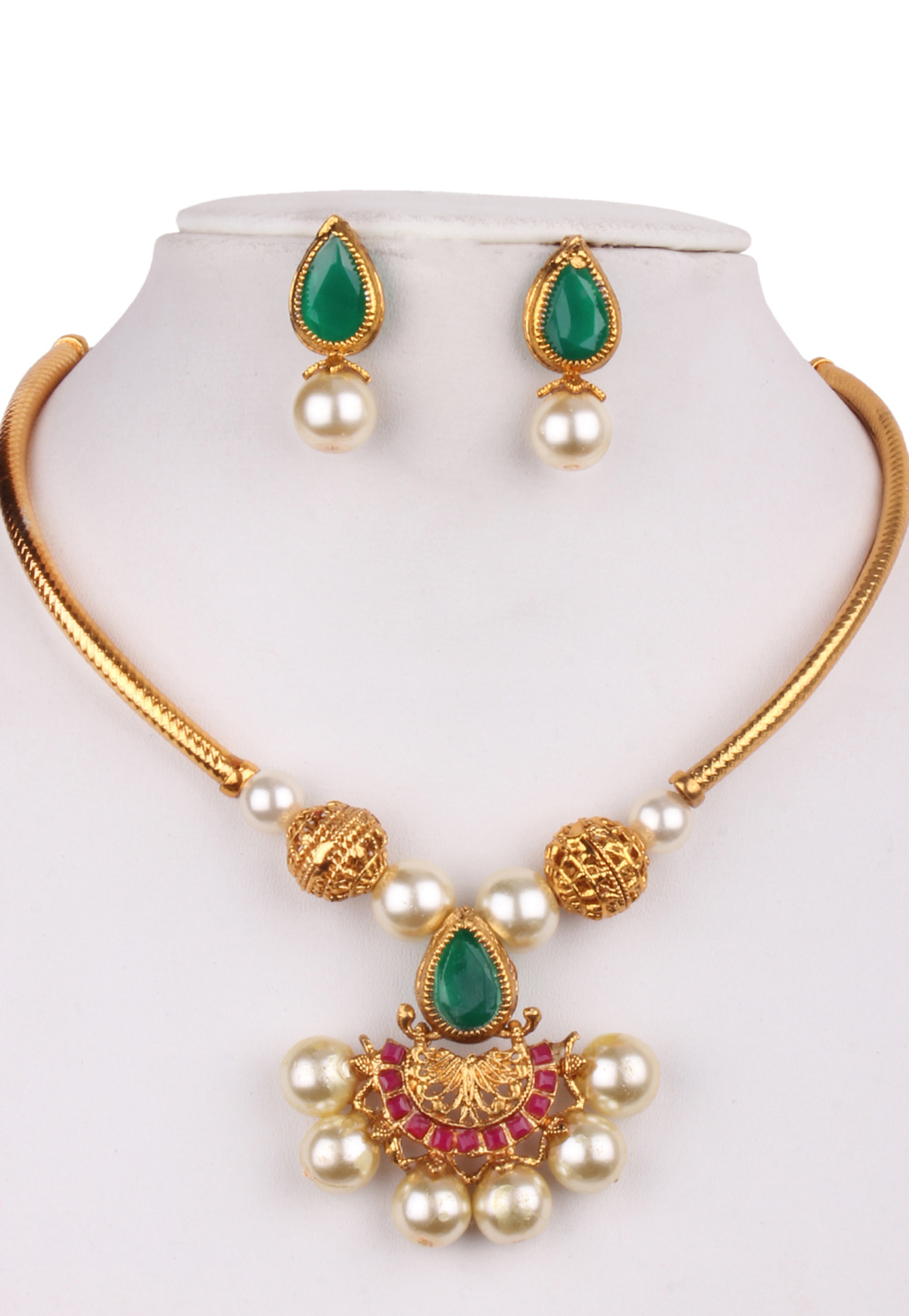 Multicolor Alloy Kundan Necklace With Earrings 156265