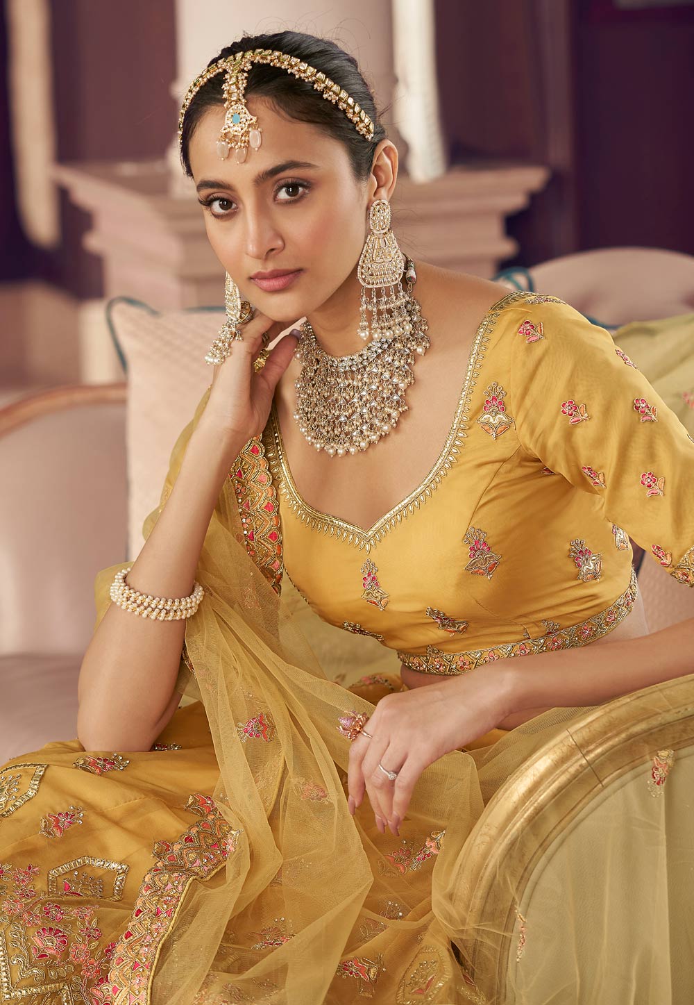 Buy Yellow Lehenga Choli for Women Green Blouse Indian Bollywood Designer  Wedding Party Wear Lengha Choli Dupatta Mahendi Ceremony Ghagra Choli  Online in India - Etsy