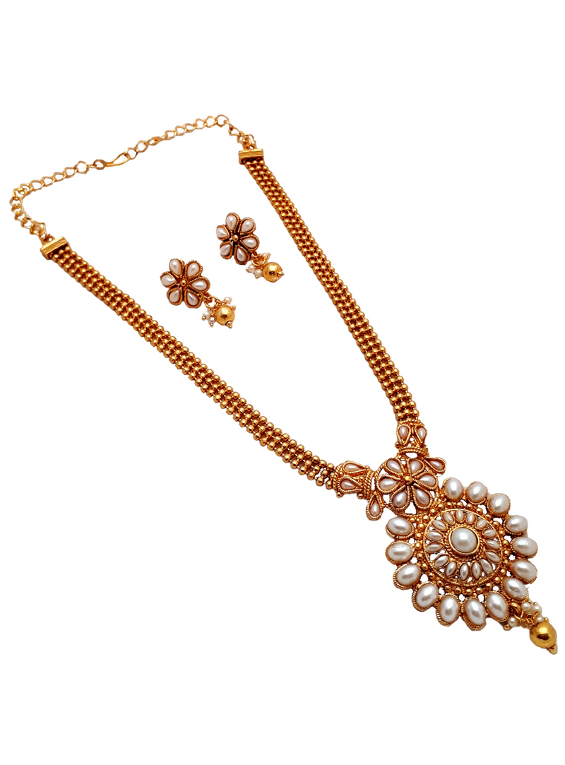 White Alloy Kundan Necklace With Earrings 148766