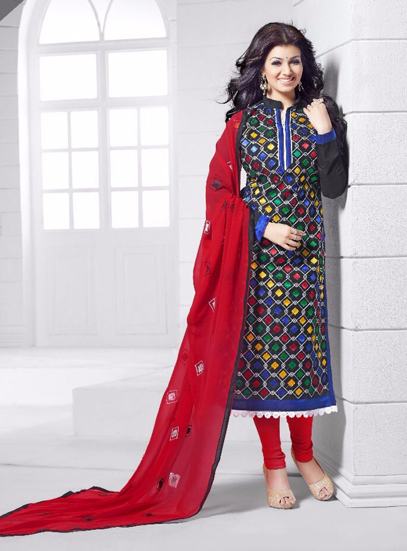 Ayesha Takia Black Silk Chanderi Churidar Suit 68512