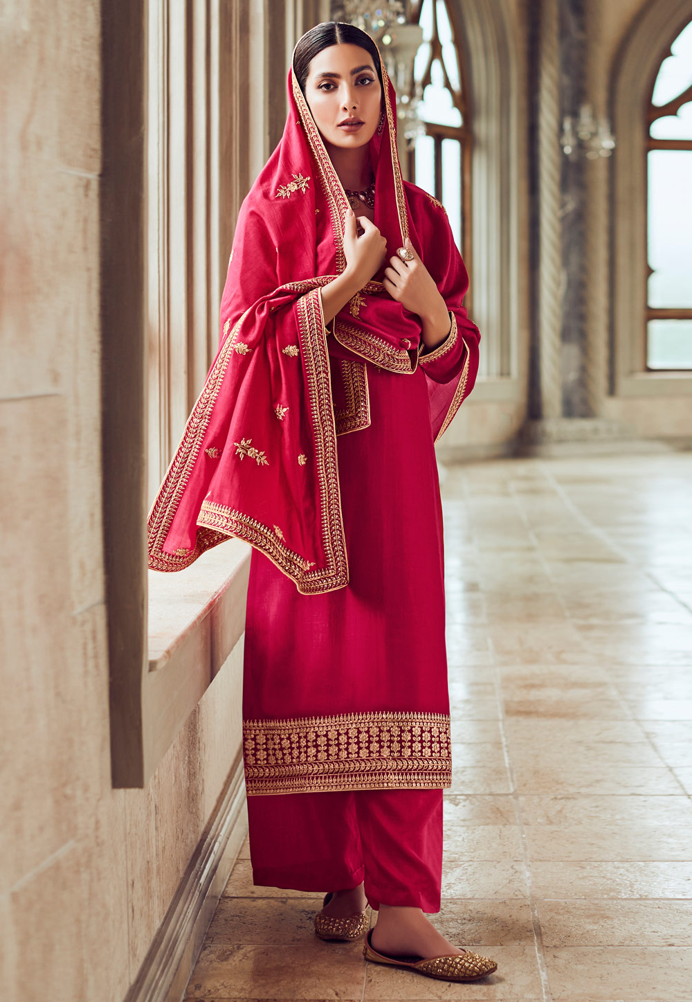 Magenta Silk Pakistani Suit 267270