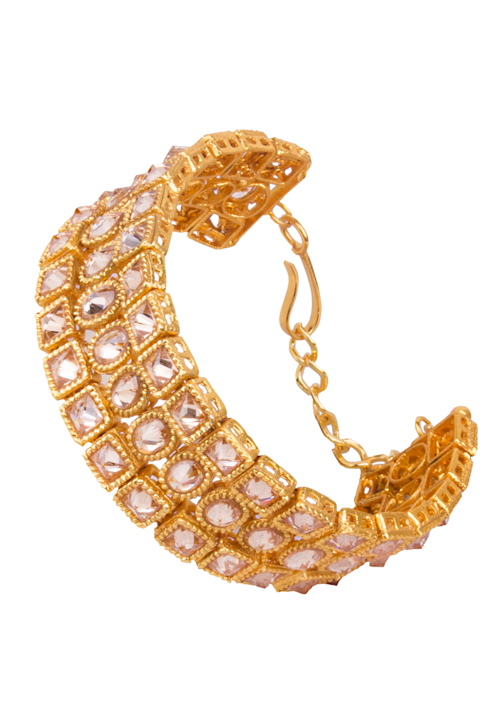 Golden Brass Kundan Bracelet 162075