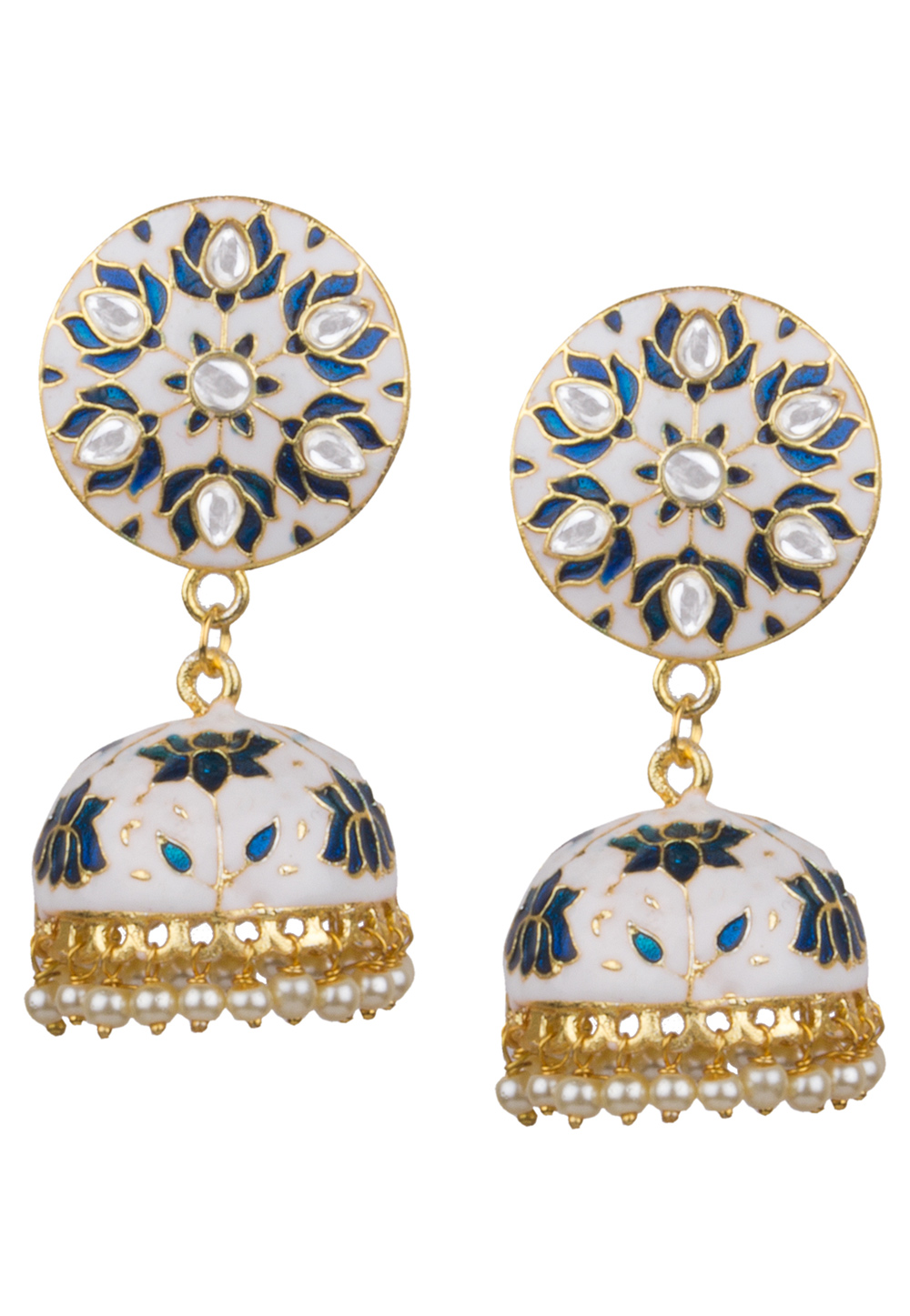 Blue Brass Kundan Earrings 164827