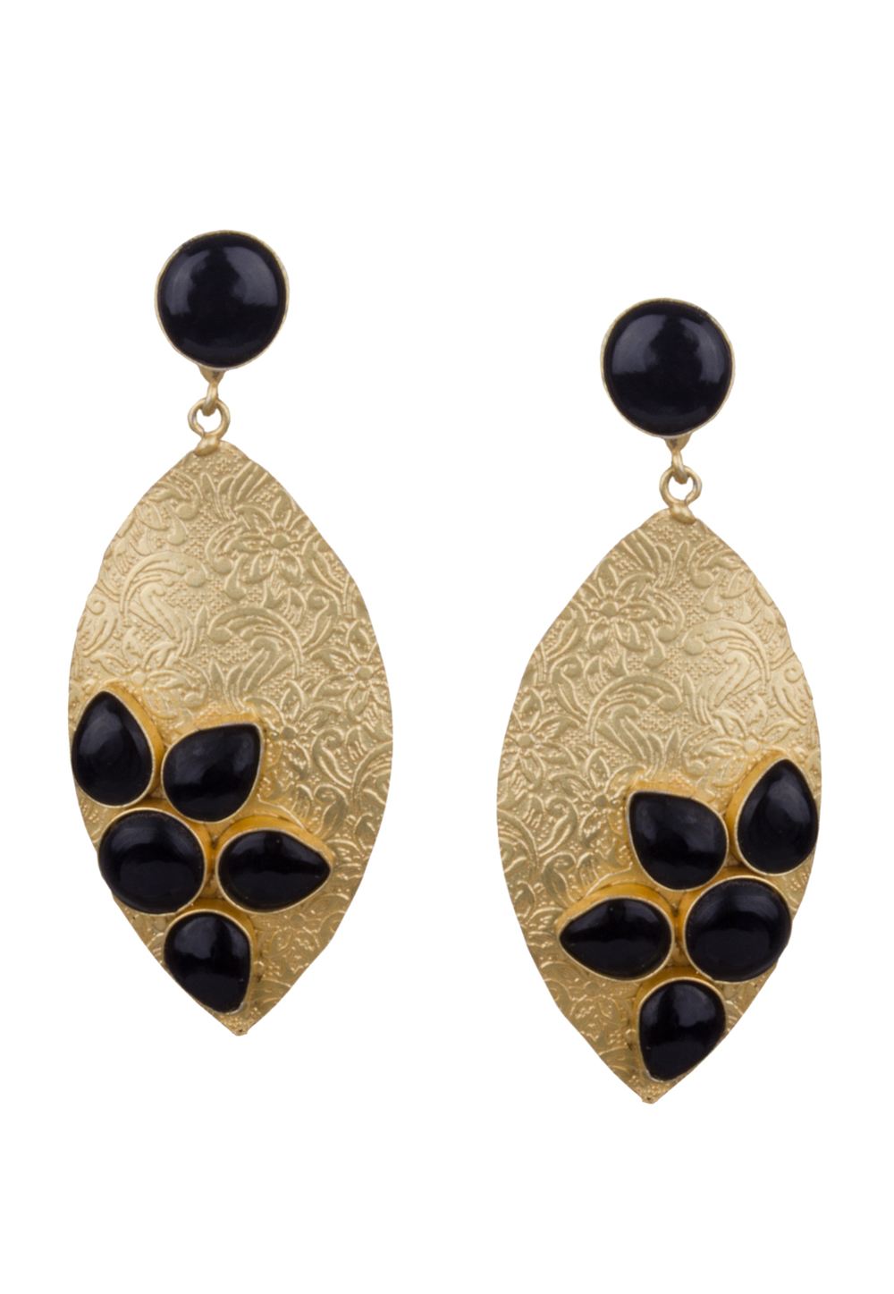 Black Brass Kundan Earrings 164845