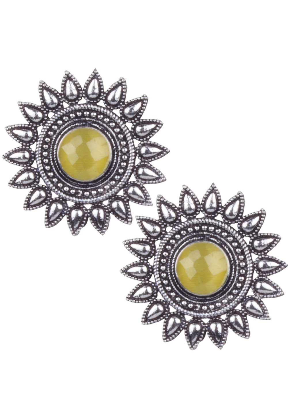 Silver Brass Kundan Earrings 164849