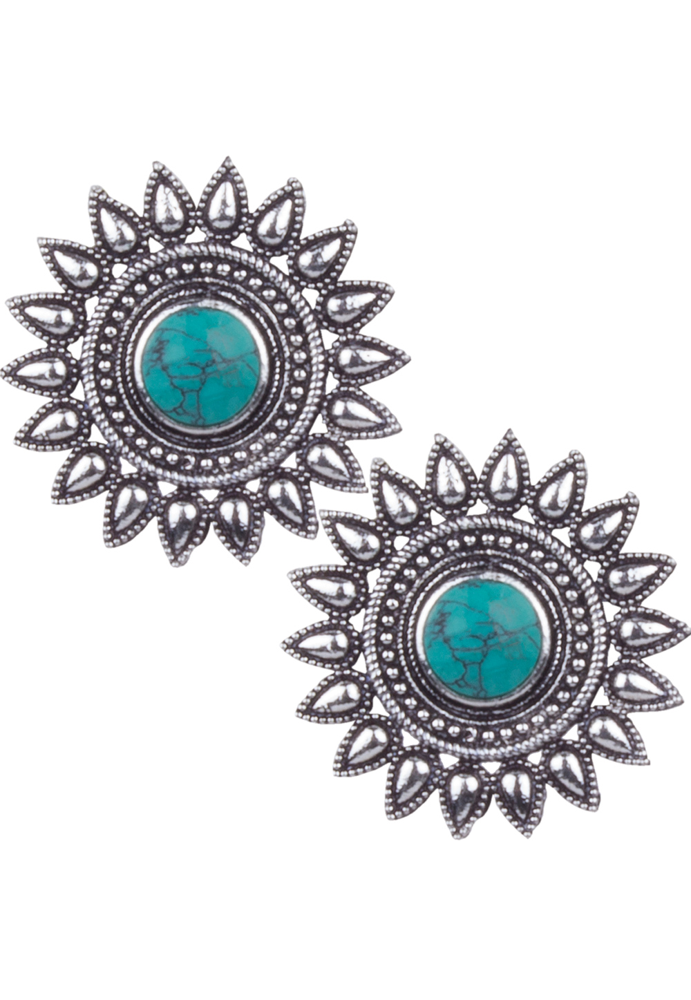 Silver Brass Kundan Earrings 164850