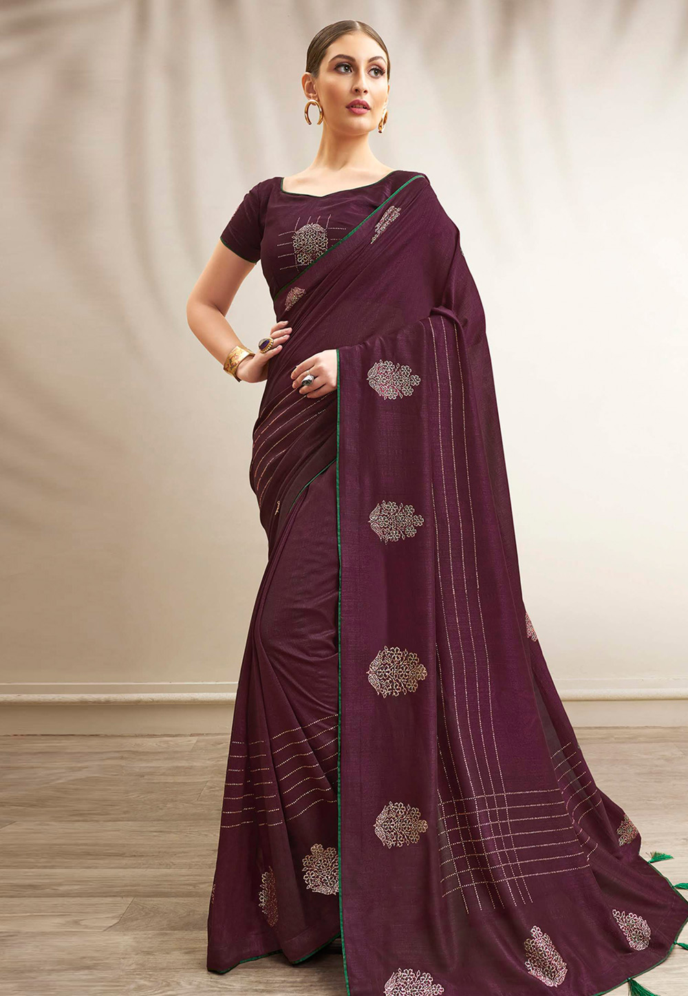 Purple Chanderi Silk Festival Wear Saree 201213