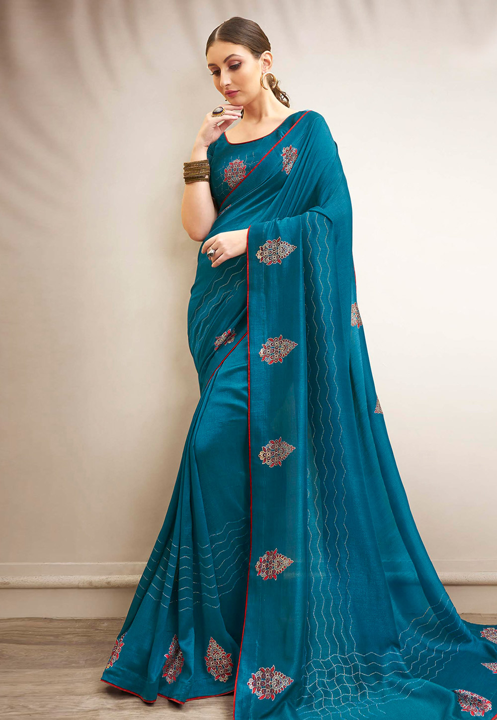 Blue Chanderi Silk Saree With Blouse 201216