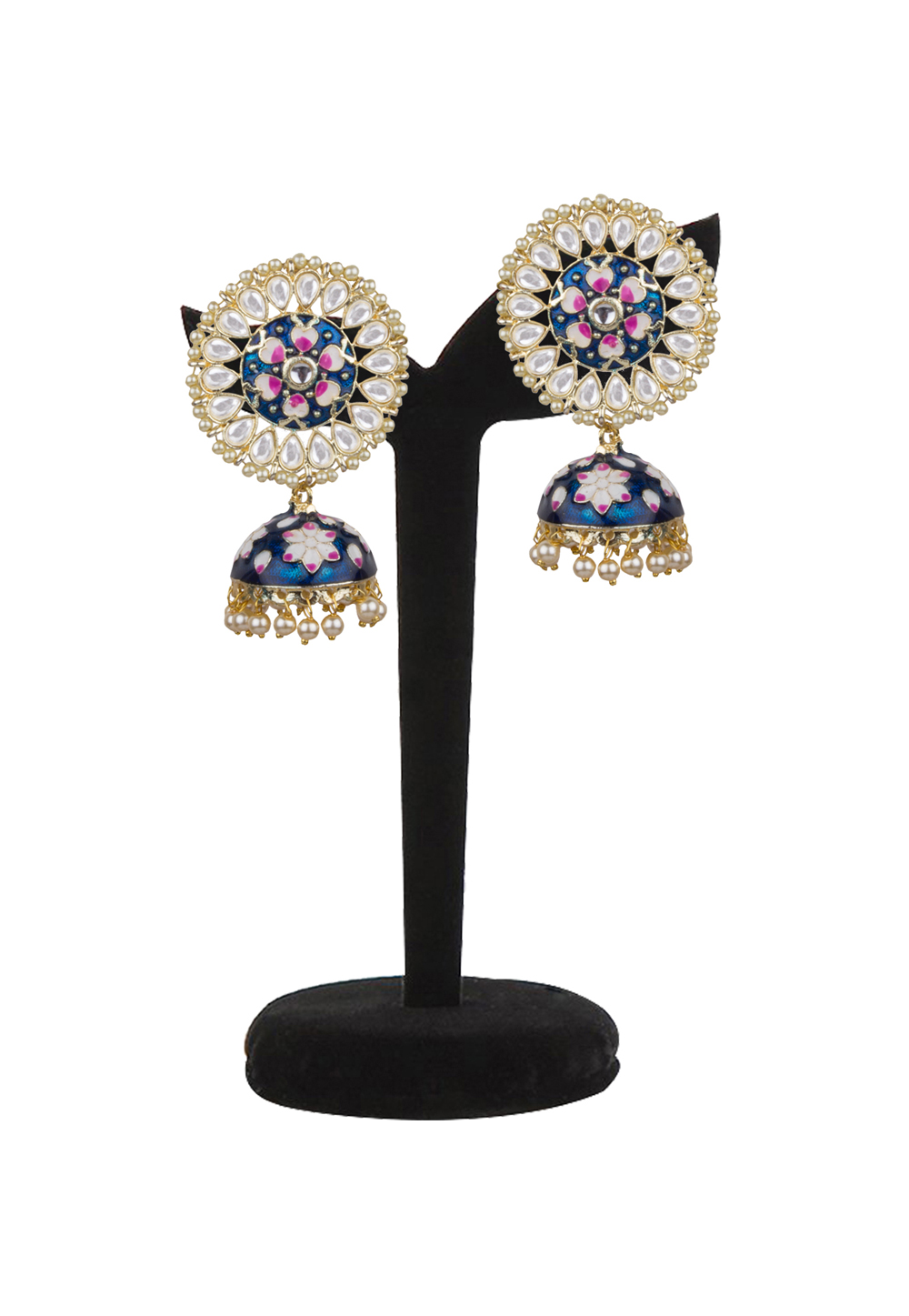 Gold Plated Kundan Tikka Tika Earrings Kundan Black Color Beads Jewelry Set  | eBay