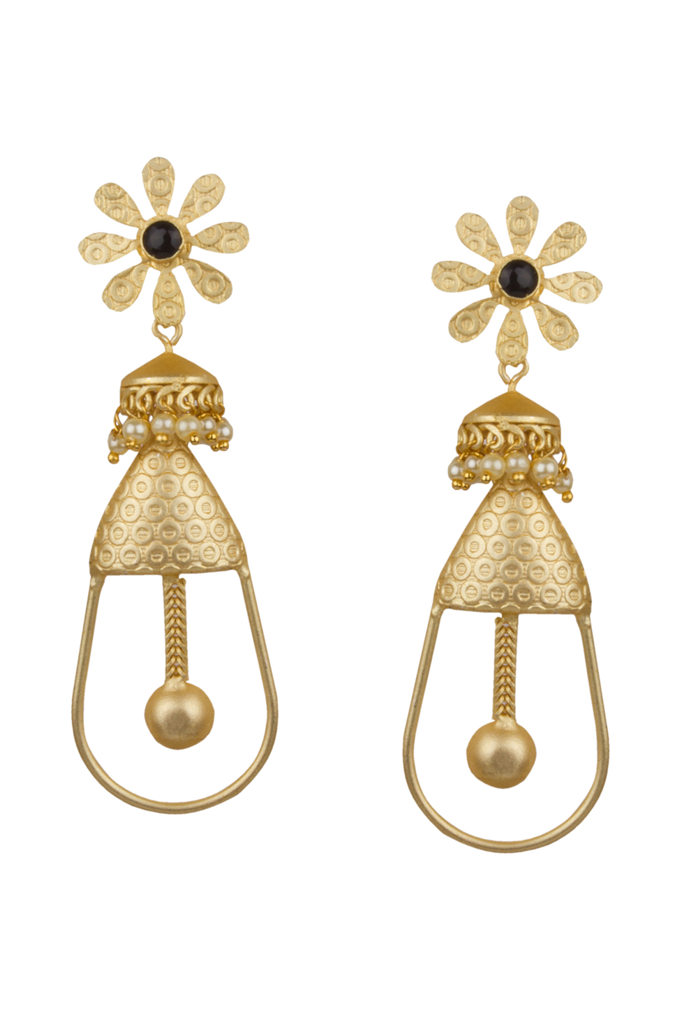 Golden Brass Kundan Earrings 164866