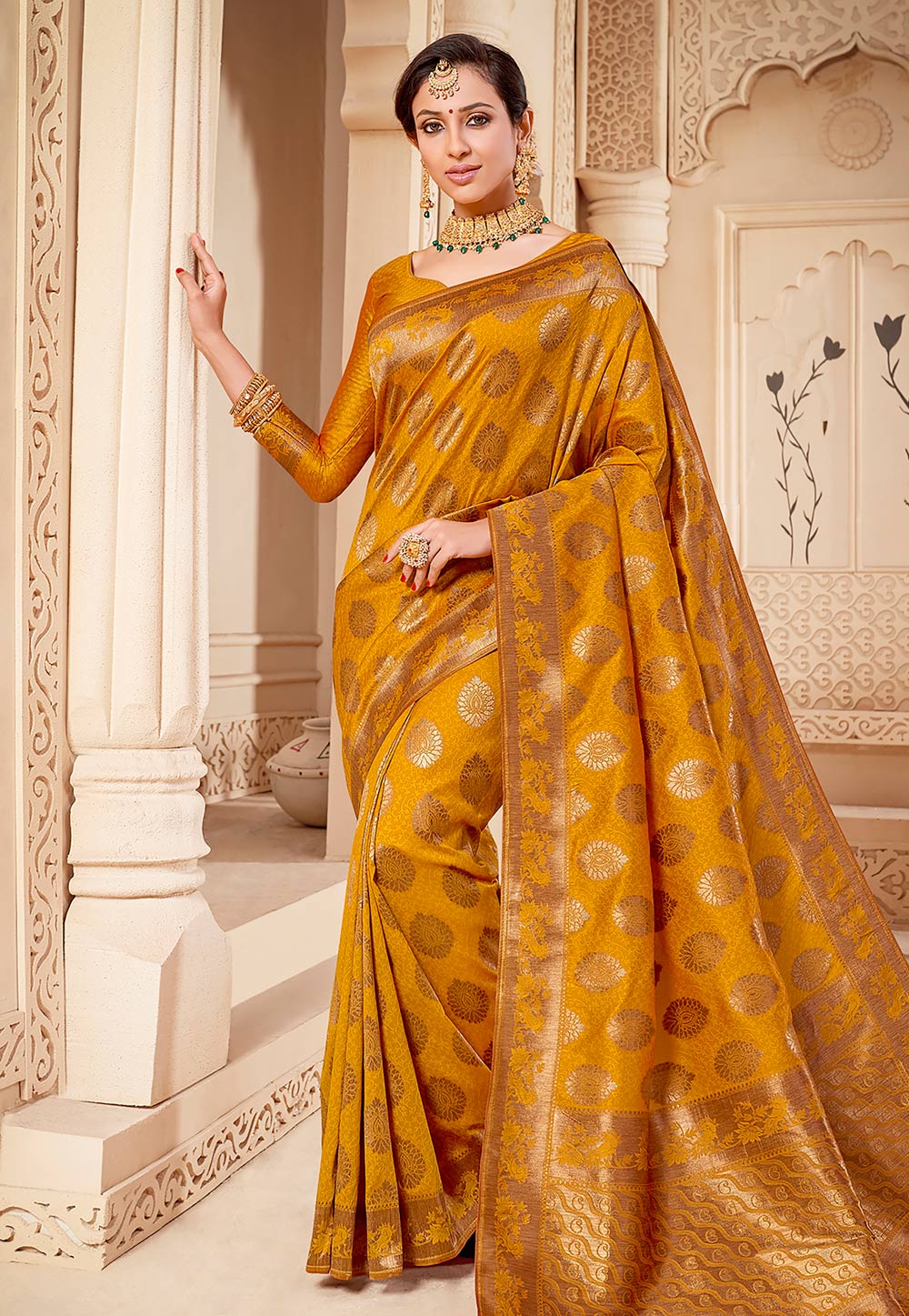 Mustard Banarasi Festival Wear Saree 207812