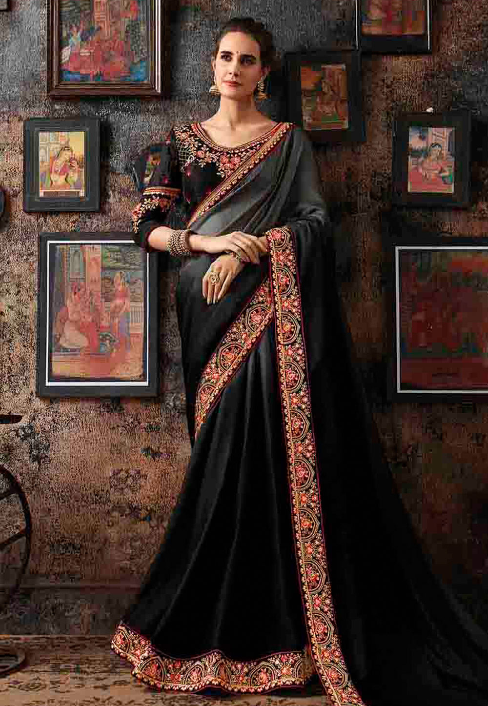 Black Georgette Saree With Blouse 160669
