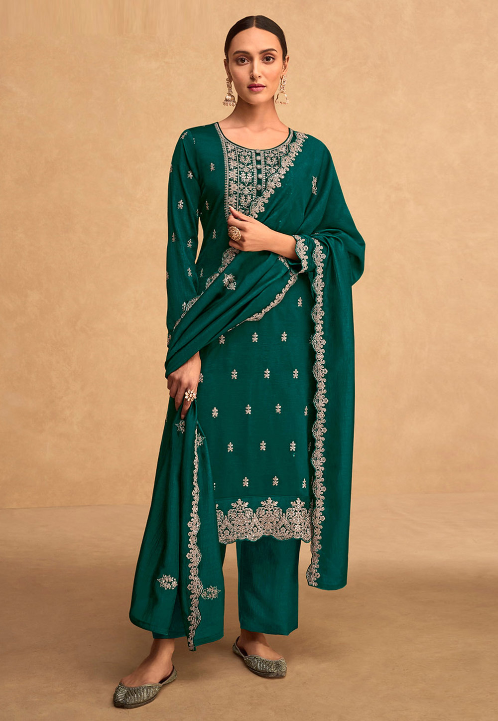 Teal Silk Pant Style Suit 269849